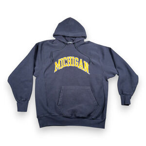 Vintage University Michigan Wolverines Sweater Adult EXTRA LARGE Blue Hoodie Y2K